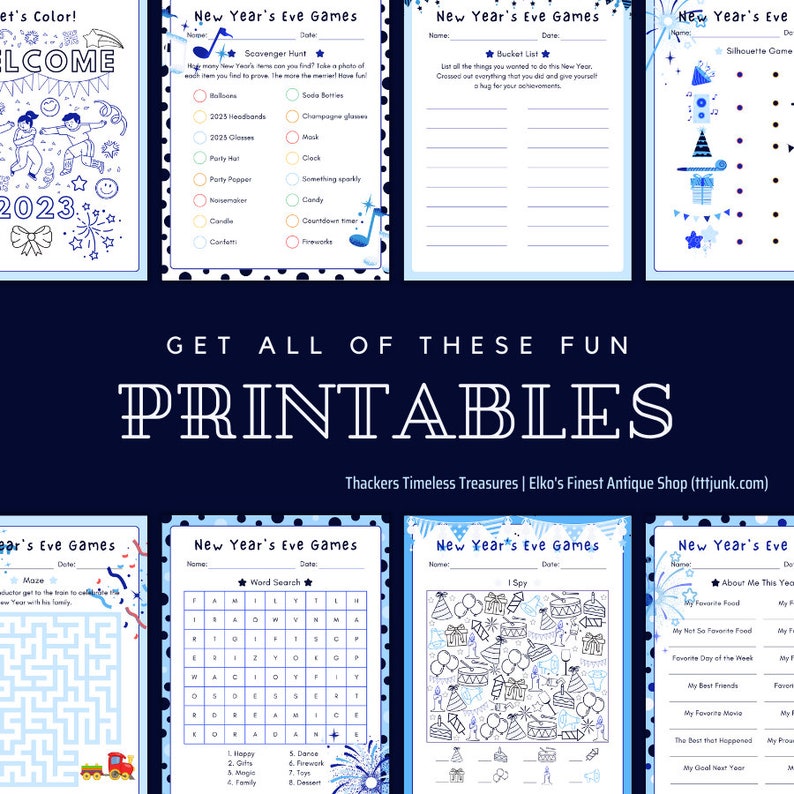BUNDLE Kids Printable Party Games New Years Eve - Etsy