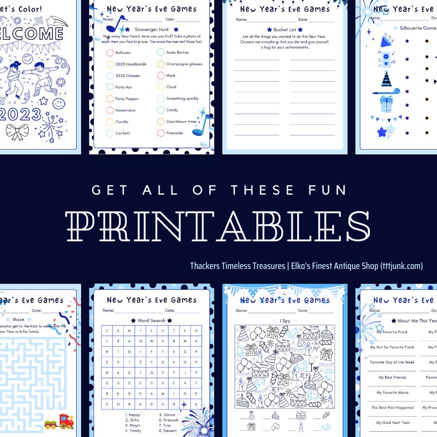 BUNDLE Kids Printable Party Games New Years Eve - Etsy