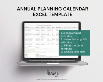 Annual Planning Calendar Spreadsheet Template in Excel with Step-by-Step Instructions, Fillable Template & A Completed Sample!