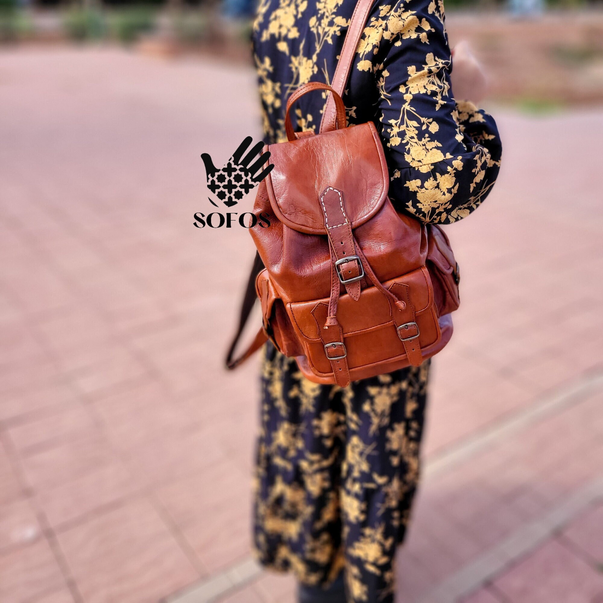 brown leather backpack outfit Handmade Brown Goat Leather Backpack - Moroccan Style