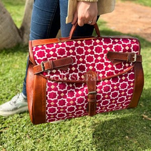 Handmade Kilim Travel Bags, Moroccan Leather Duffel Bag