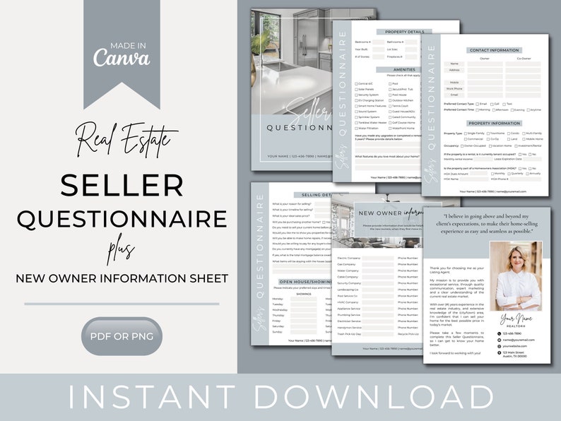 Selling Questionnaire Seller Questionnaire for Real Estate Agents | Realtor Marketing | Home ...