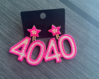 40th Birthday Earrings, Pink 40 Earrings, Number Earrings, I’m 40, 40th Birthday Gift, Gift for Birthday, colorful earring, 40th Anniversary