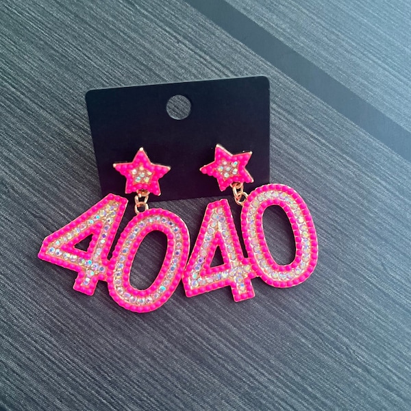 40th Birthday Earrings, Pink 40 Earrings, Number Earrings, I’m 40, 40th Birthday Gift, Gift for Birthday, colorful earring, 40th Anniversary