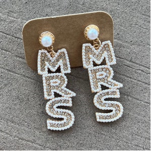 Mrs Earrings, Bride statement earrings, bachelorette party earrings, bride gifts, honeymoon earrings, bride to be, newlywed gift, wedding