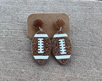 Football Dangle Earrings, Game day Earrings, Sports Earrings, Glitter Football Earrings, Football Lover, NFL draft, College Football, gift