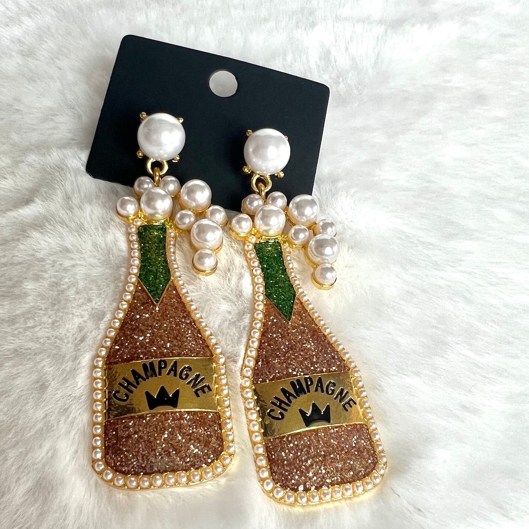 Champagne Bottle Earrings, Alcohol Bottle Earrings, 21st Birthday
