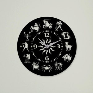 Sternzeichen Uhr & Astrologie Uhr Laser Cut SVG DXF Dateien - Wandkunst, Gravurvorlage, CNC schneiden, digitale Vektor - Instant Download