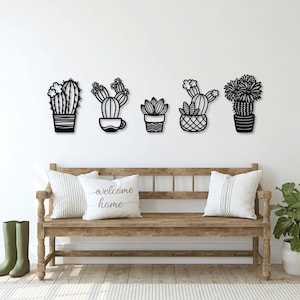 Cactus Desert corte a laser arquivos svg dxf adesivo de parede gravura decalque silhueta modelo roteador de corte cnc download instantâneo de vetor digital