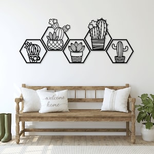 Cactus Suculentas Flores Planta corte láser svg dxf archivos pared pegatina silueta plantilla cnc corte router vector digital descarga instantánea