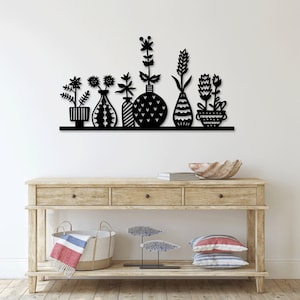 Blumenvase Laser cut svg dxf Dateien Wandaufkleber Gravur Abziehbild Silhouette Vorlage CNC-Schneidefräser digitaler Vektor-Sofortdownload