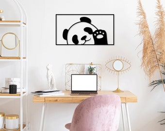Panda Bear laser cut svg dxf files wall sticker engraving decal silhouette template cnc cutting router digital vector instant download