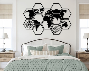 World Globe Map laser cut svg dxf files wall sticker engraving decal silhouette template cnc cutting router digital vector instant download