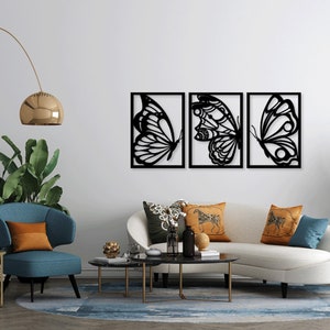 Borboleta floral corte a laser svg dxf arquivos adesivo de parede gravura decalque silhueta modelo cnc corte roteador digital vetor download instantâneo