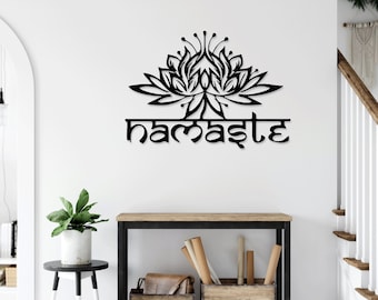 Namaste, Lotus, Flowers, Yoga, Meditation, Chakra laser cut svg dxf files wall sticker template cnc cutting digital vector instant download
