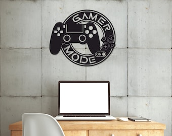 Gamer Mode On, Gaming Zone, Game laser cut svg dxf files wall sticker decal silhouette template cnc cutting digital vector instant download