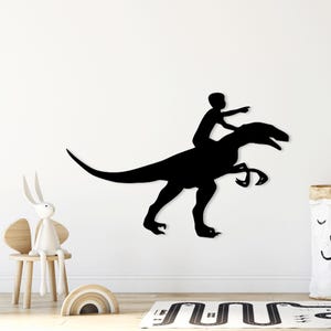 Boy with Dinosaur laser cut svg dxf cdr glowforge files wall sticker silhouette template cnc cutting router digital vector instant download