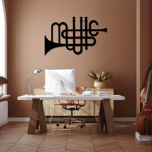 Trompeta musical, saxofón, corte láser, archivos svg, dxf, calcomanía de pared, plantilla de calcomanía, enrutador de corte cnc, descarga instantánea de vector digital