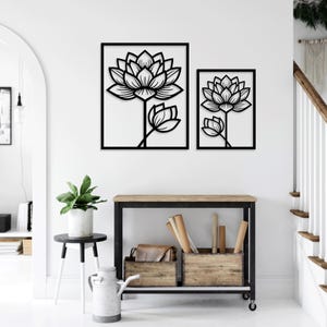 蓮の花のレーザーカット SVG DXF ファイル 壁ステッカー 彫刻 デカール シルエット テンプレート CNC 切断ルーター デジタル ベクトル インスタント ダウンロード