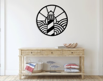 Lighthouse Sea Ocean laser cut svg dxf glowforge files wall sticker decal silhouette template cnc cutting router digital instant download