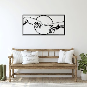 The Creation of Adam, Michelangelo, Sun, Hand laser cut svg dxf files wall sticker template cnc cutting router digital instant download