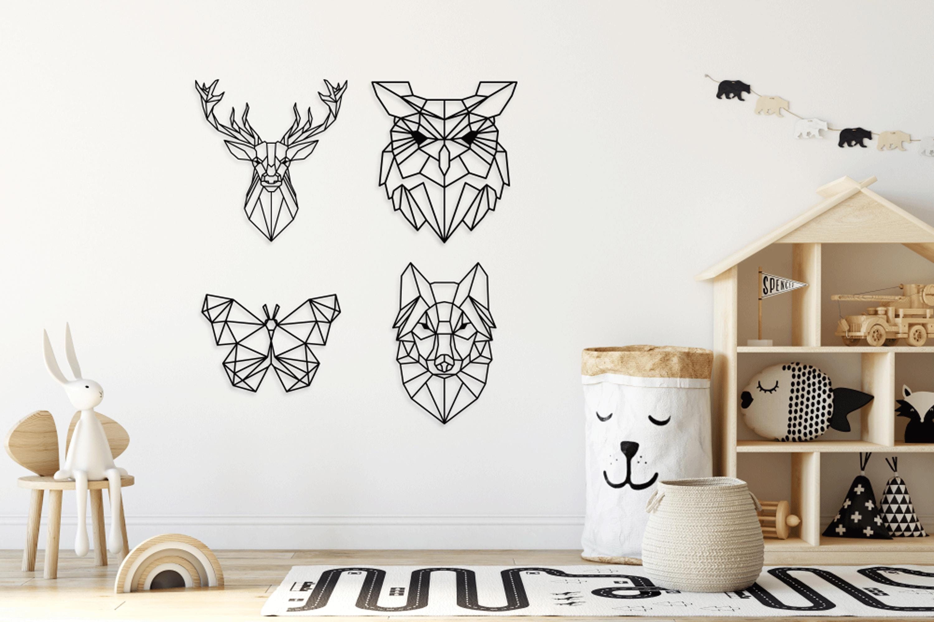 Head of Deer Wolf Butterfly Owl laser cut svg dxf files wall sticker silhouette template cnc cutting
