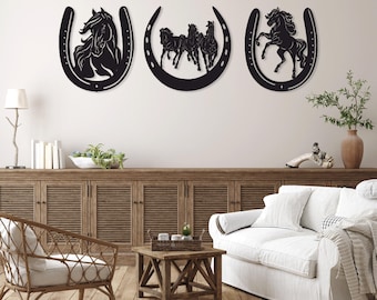 Horse Horseshoe laser cut svg dxf files wall sticker engraving decal silhouette template cnc cutting router digital vector instant download