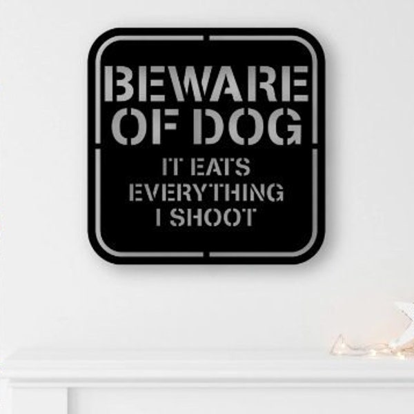 Beware of Dog laser cut files wall sticker engraving silhouette template cnc cutting router digital vector instant download