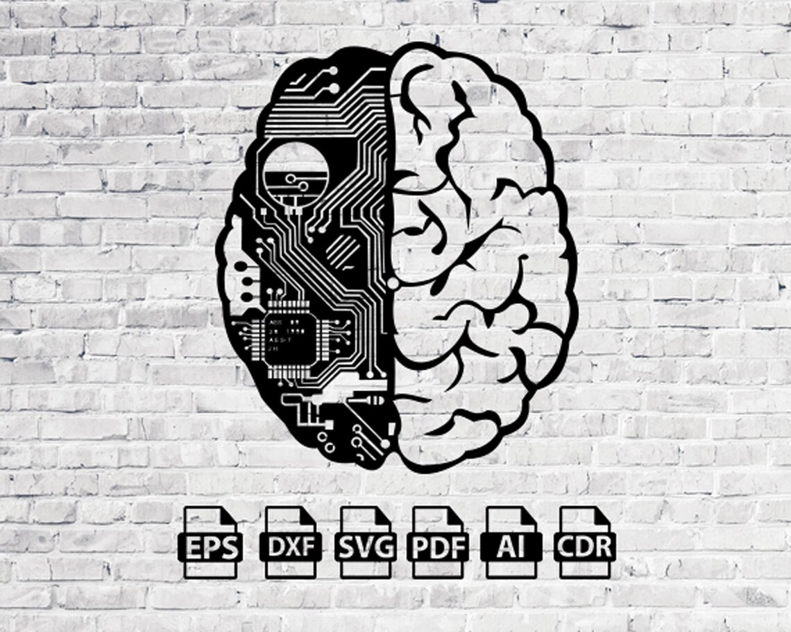 Brain Dxf Brain Chip Laser Cut Svg Dxf Files Wall Sticker Engraving Decal ...