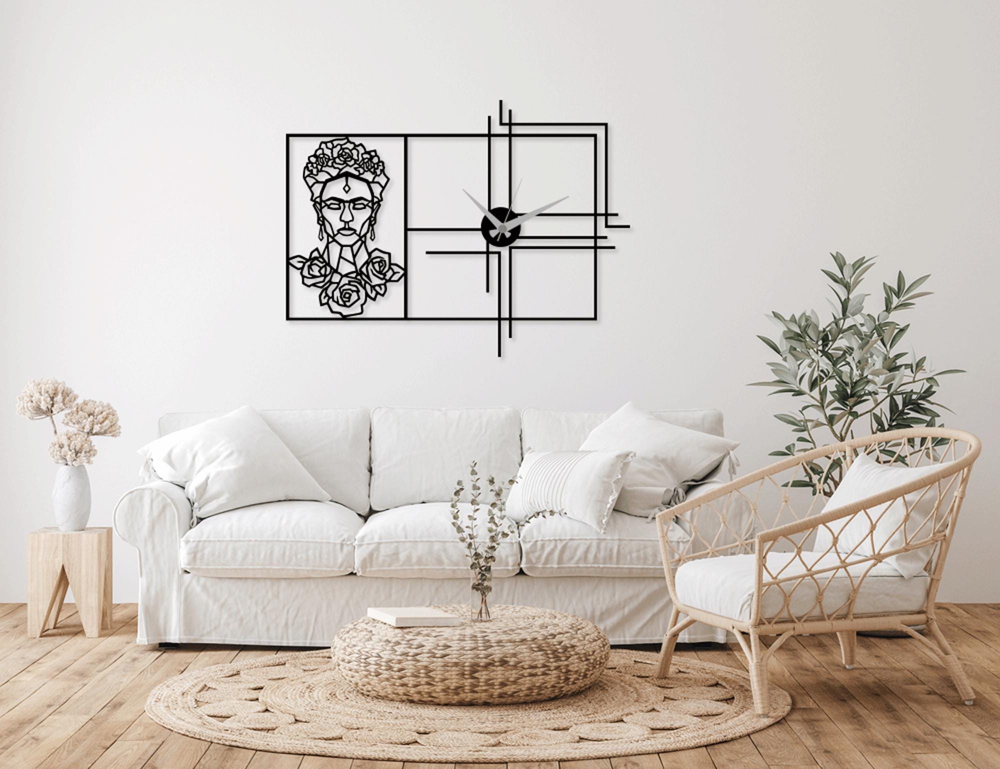 Frida Kahlo Clock Watch Laser Cut SVG DXF Files, Wall Art, Engraving ...