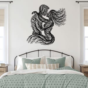 Baum Zweig Paar Kuss Laser geschnitten svg Dxf Dateien Aufkleber Gravur Silhouette Vorlage Cnc-Schneidefräser digitaler Vektor-Sofortdownload