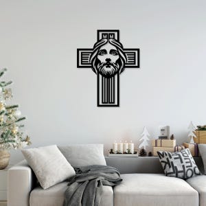 Jesus Cross Christ Messiah laser cut svg dxf glowforge files wall sticker silhouette template cnc cutting digital vector instant download