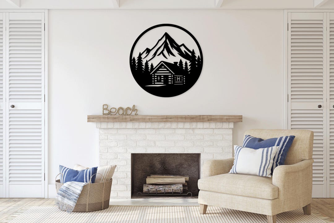 Mountain Cabin Forest House Laser Cut Svg Dxf File Wall Sticker Decal ...
