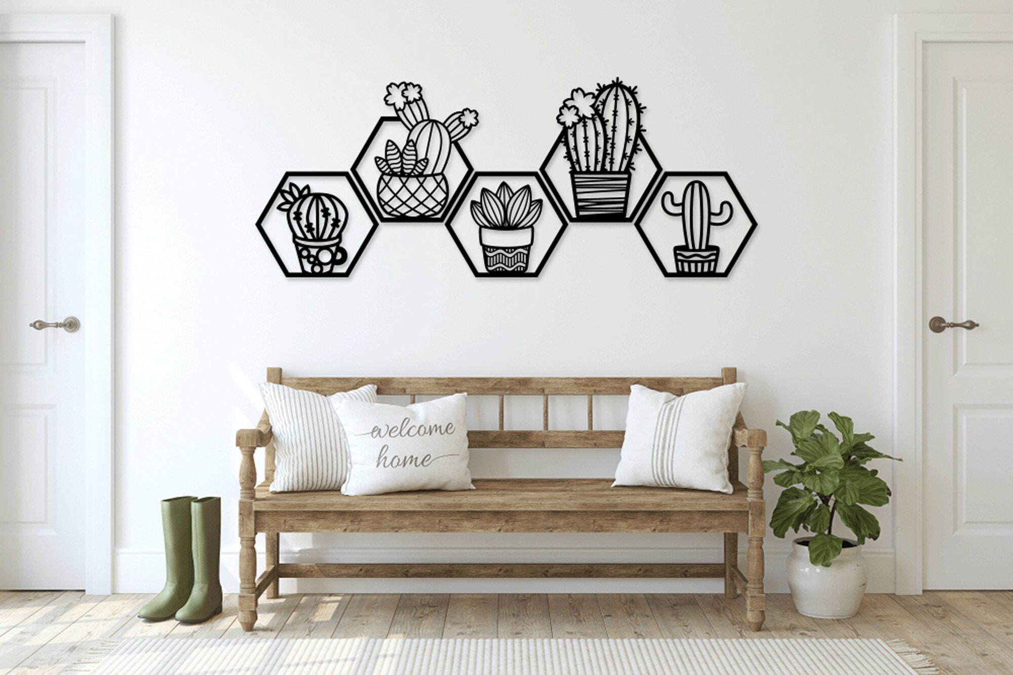 Cactus Succulent Flowers Plant Laser Cut Svg Dxf Files Wall Sticker ...