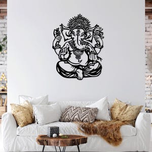 Bóg Ganesha Słoń Hindu Bóg laserowo cięte pliki svg dxf naklejki grawerowanie sylwetka szablon cięcie cnc cyfrowy wektor natychmiastowe pobieranie