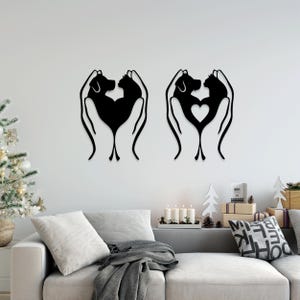Hand Katze Hund Liebe Laser cut svg dxf Datei Wandaufkleber Gravur Aufkleber Silhouette Vorlage CNC Schneidefräser digitaler Vektor Sofort Download