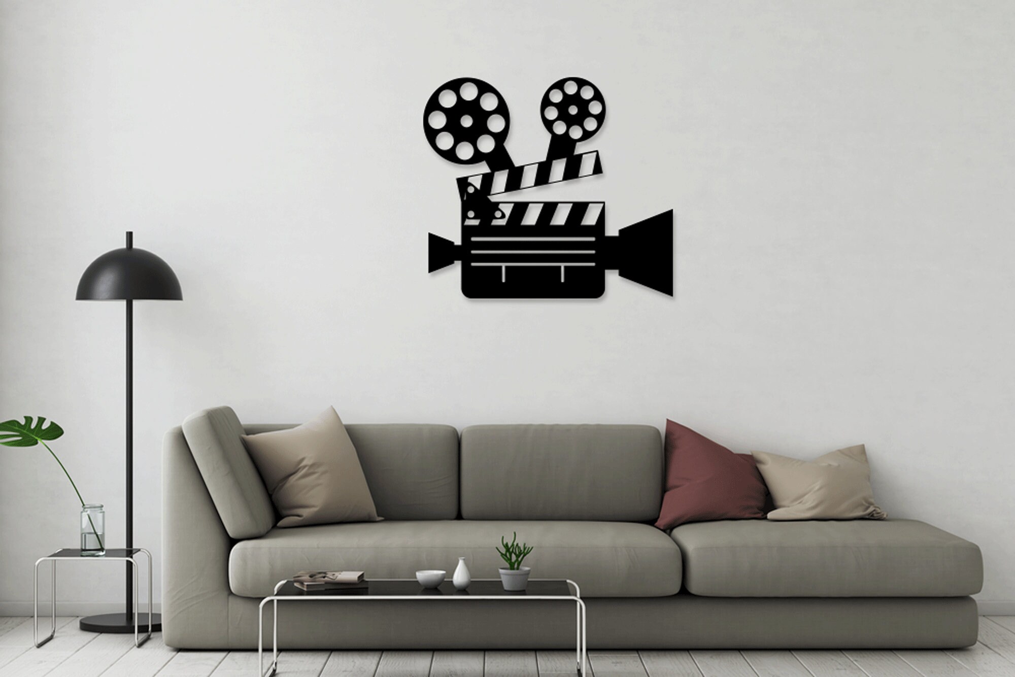 Movie Camera Clacket Laser Cut Svg Dxf Files Wall Sticker Engraving ...