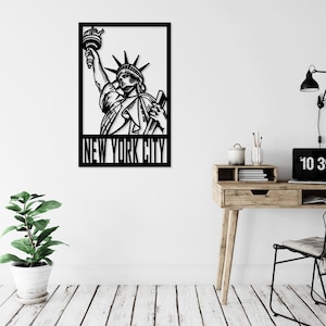 Estátua da Liberdade, Nova York, Liberdade, arquivos SVG DXF cortados a laser, adesivo de parede, modelo de silhueta, corte CNC, vetor digital, download instantâneo