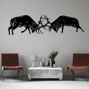 Deer Fight laser cut svg dxf glowforge files wall sticker engraving decal silhouette template cnc cutting router digital instant download