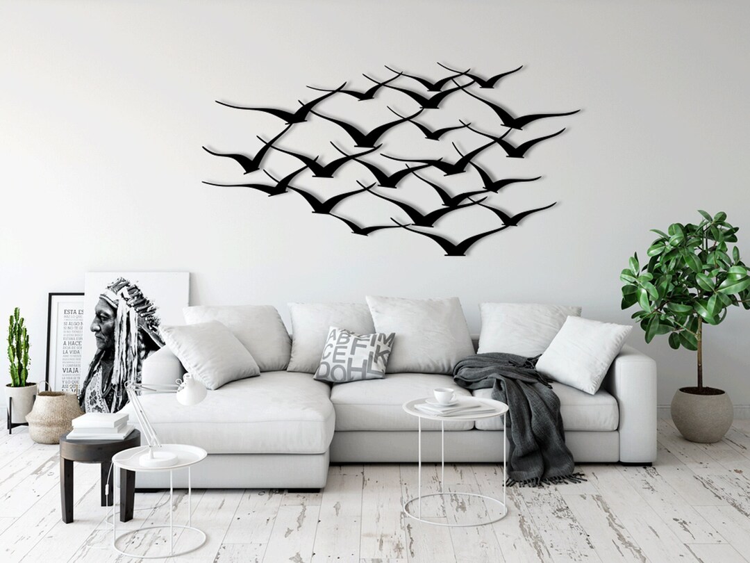 Birds Flock Laser Cut Svg Dxf Files Wall Sticker Engraving Decal ...