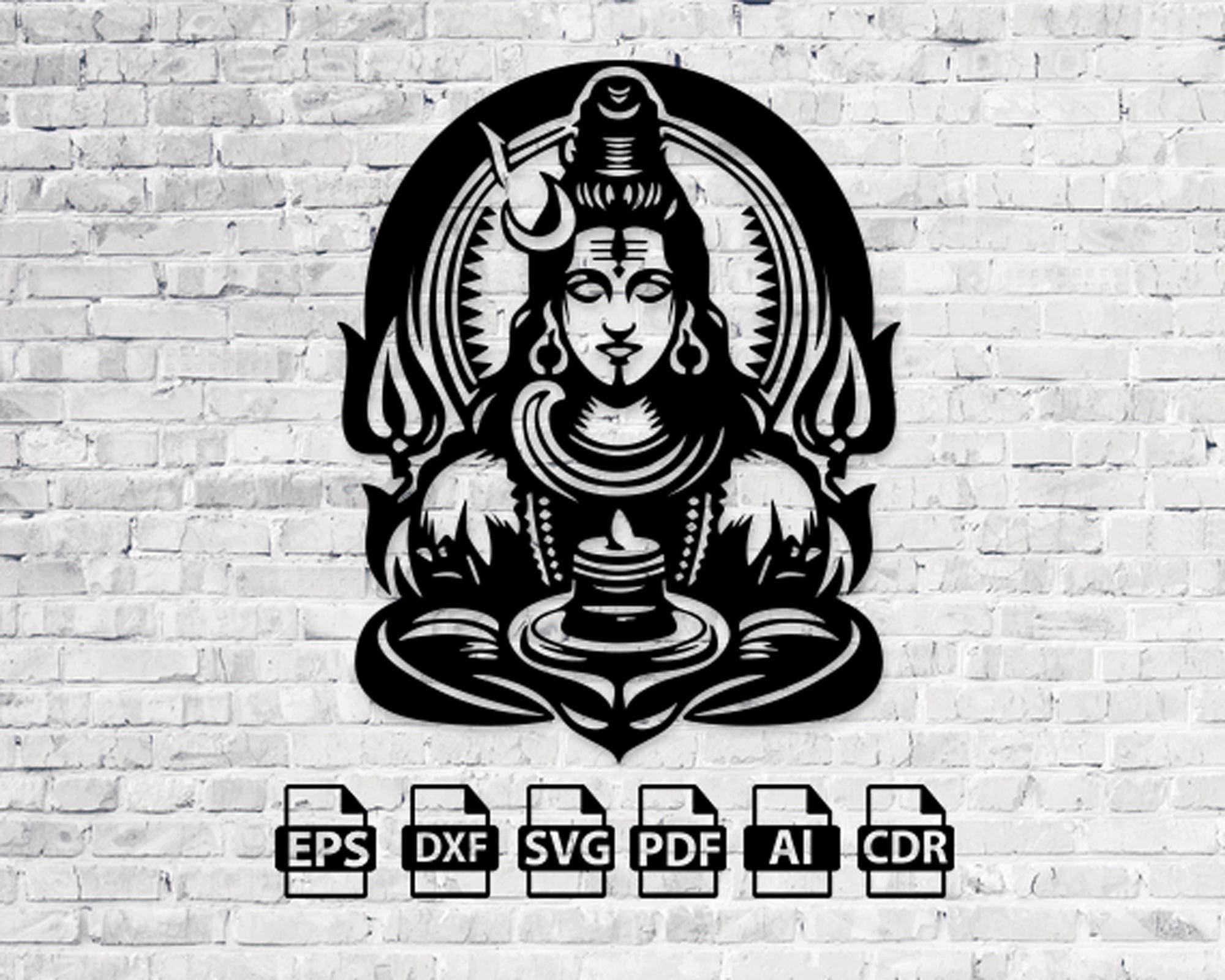 Sign Design Shiv Indian God Lord Shiv Shiva Laser Cut Svg Dxf Files Sticker Engraving ...