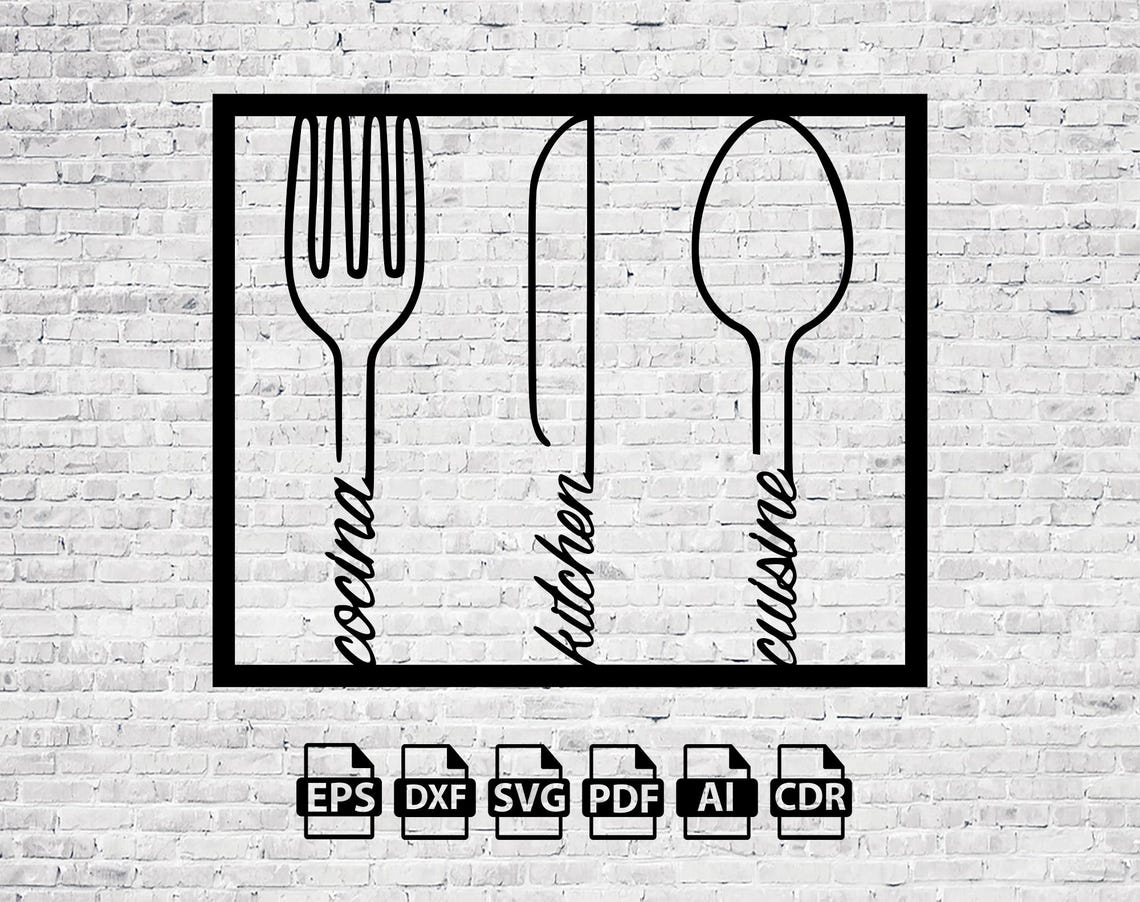 Kitchen Cooking Laser Cut Svg Dxf Files Wall Sticker Engraving Decal ...