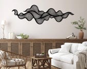 Modern Abstract Wave Wall Art SVG DXF | Parametric Wood Panel | Laser Cut Files for CNC | Digital Download Decor | Minimalist Line Art