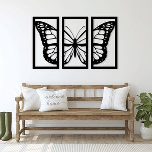Schmetterling Blumen Laser cut svg dxf Dateien Wandaufkleber Gravur Aufkleber Silhouette Vorlage CNC-Schneidefräser digitaler Vektor-Sofortdownload