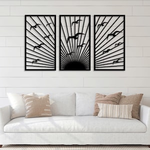 Pássaros do pôr do sol corte a laser svg dxf arquivos adesivo de parede gravura decalque silhueta modelo cnc corte roteador digital vetor download instantâneo