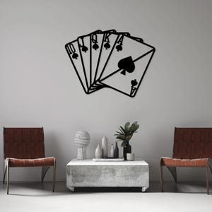 Baraja de cartas cortada a láser, archivos SVG y DXF, calcomanía de pared, grabado, plantilla de silueta, corte CNC, vector digital, descarga instantánea
