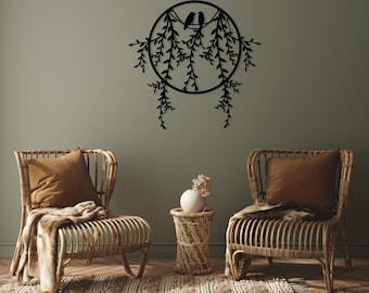 Birds Tree Branch laser cut svg dxf files wall sticker engraving silhouette template cnc cutting router digital vector instant download