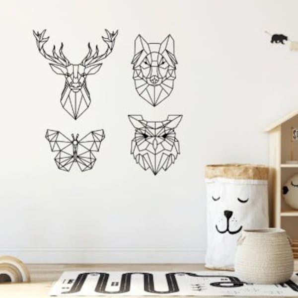 Head of Deer Wolf Butterfly Owl laser cut svg dxf files wall sticker silhouette template cnc cutting router digital vector instant download