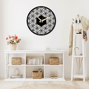 Orologio con fiore di loto mandala, orologio con taglio laser SVG DXF, file da parete, modello per incisione, router di taglio CNC, design digitale, download immediato