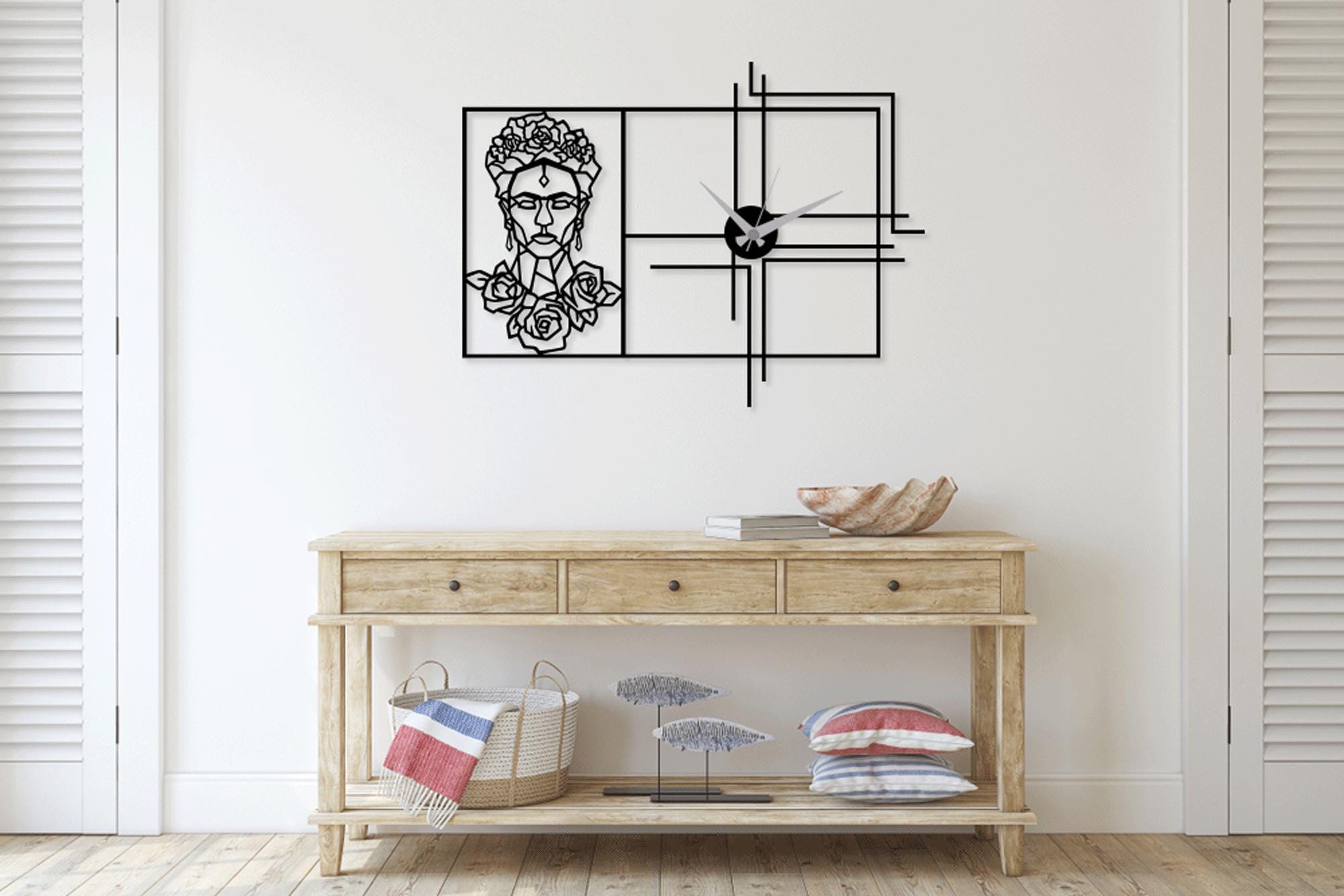 Frida Kahlo Clock Watch Laser Cut SVG DXF Files, Wall Art, Engraving ...